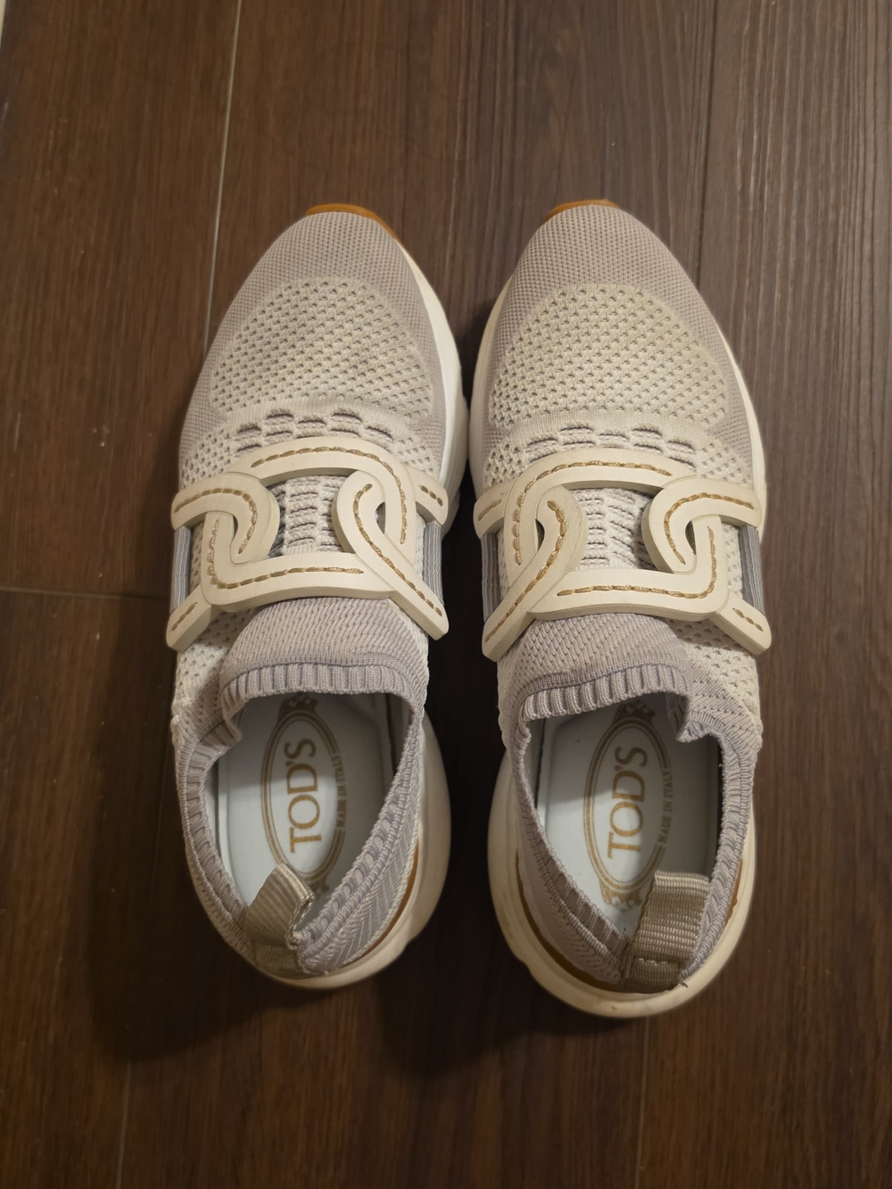 TOD'S Beige Knit Slip-On Sneakers